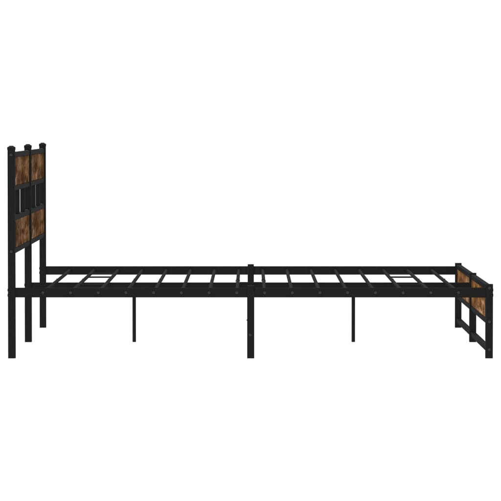 Metal Bed Frame without Mattress Smoked Oak Finish 180 x 200 cm