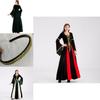 Очаровательное черное винтажное средневековое придворное косплей-макси-платье для мероприятий на Хэллоуин