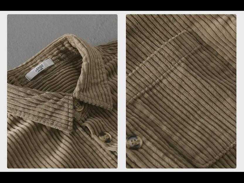 Мужская вельветовая рубашка с длинным рукавом - модный ретро-стиль для осени и зимы