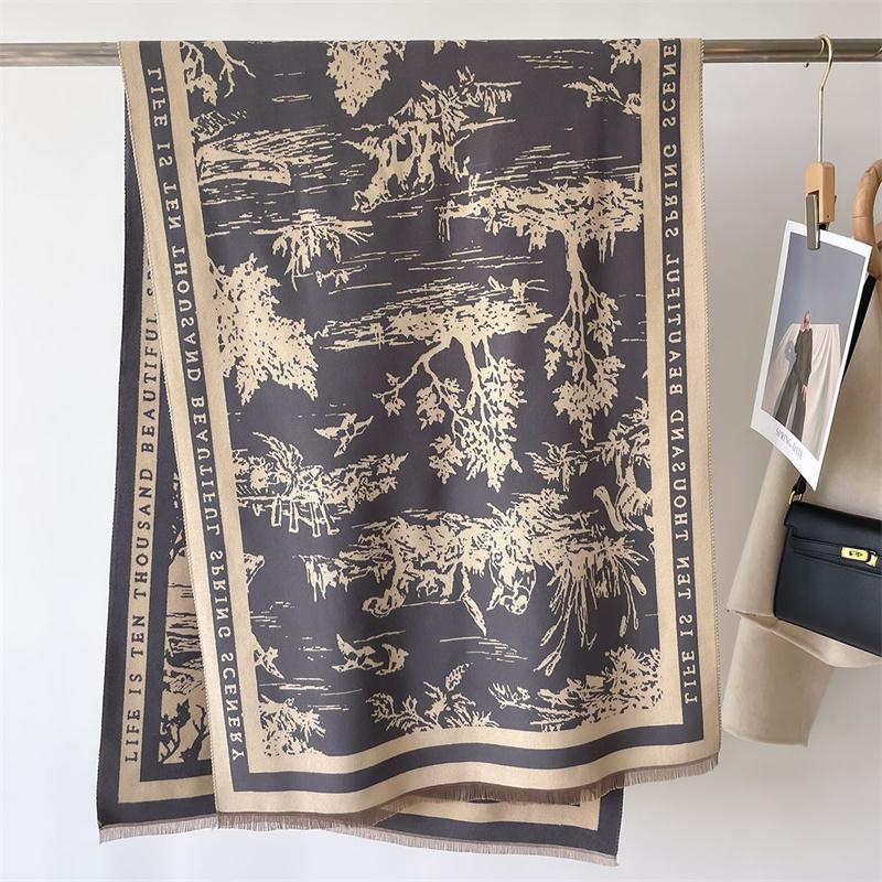 Роскошный бренд кашемировый женский цветочный шарф зимний теплый платок и накидка бандана пашмина женский платок квадратное толстое одеяло пончо