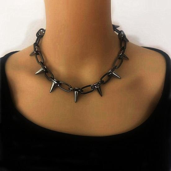 Yousheng Spike Choker для женщин и мужчин в стиле готики и панка, ожерелье с металлической цепочкой и шипами, рок-ночной клуб, ювелирные изделия с заклепками