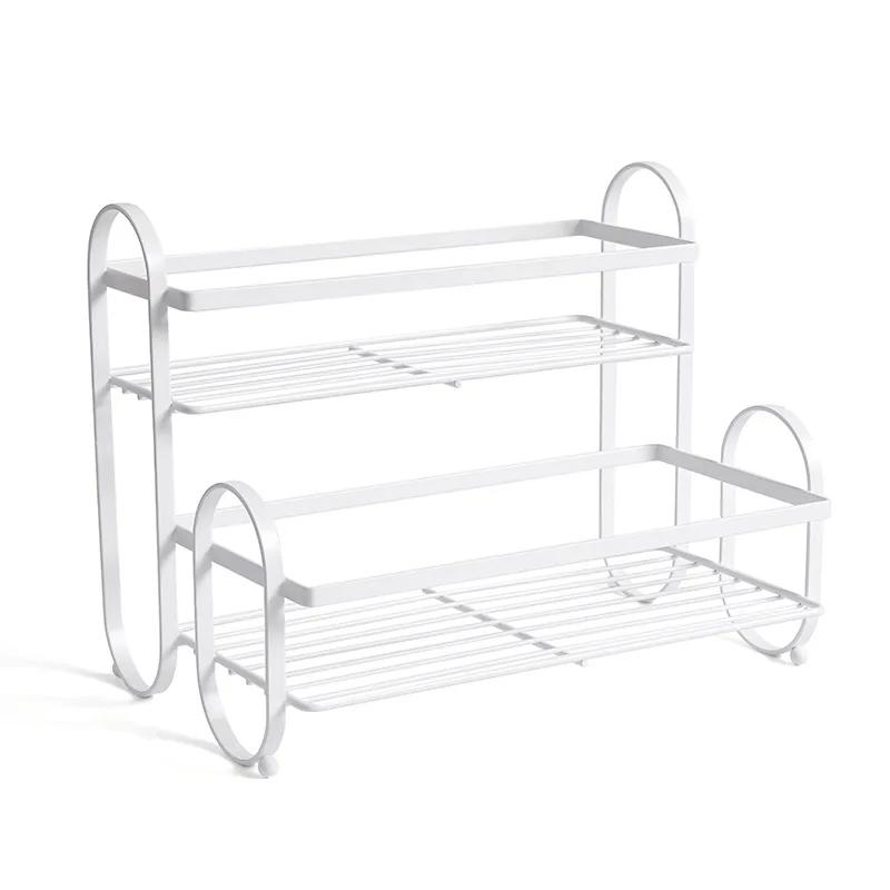 Металлическая кухонная полка для специй, держатель для бутылочек с приправами, двухъярусная полка для органайзера для приправ, полка для сушки посуды, кухонная стойка