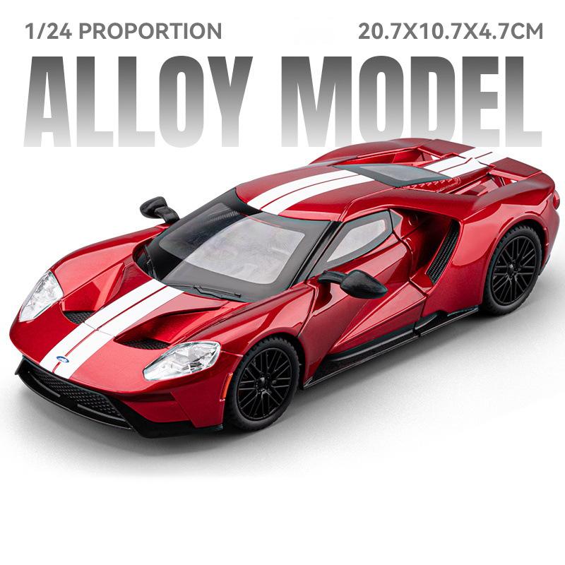 1:24 Ford GT Alloy Super Sports Car Model Diecasts Metal Racing Vehicles Car Model High Simulation Sound and Light Kids Toy Gift
