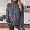 Autumn Winter Vintage Loose Long Sleeve Top Solid Color Pullover Knitwear Stand Collar Sweater