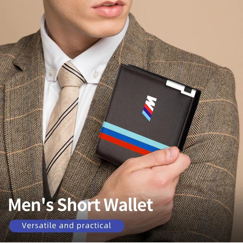 BAGE7 Car Sticker Hot For BMW Men Leather Wallet Slim License Bank Card Storage Purse Car Accessories For BMW M X1 X3 X5 X6 X7 E30 E90