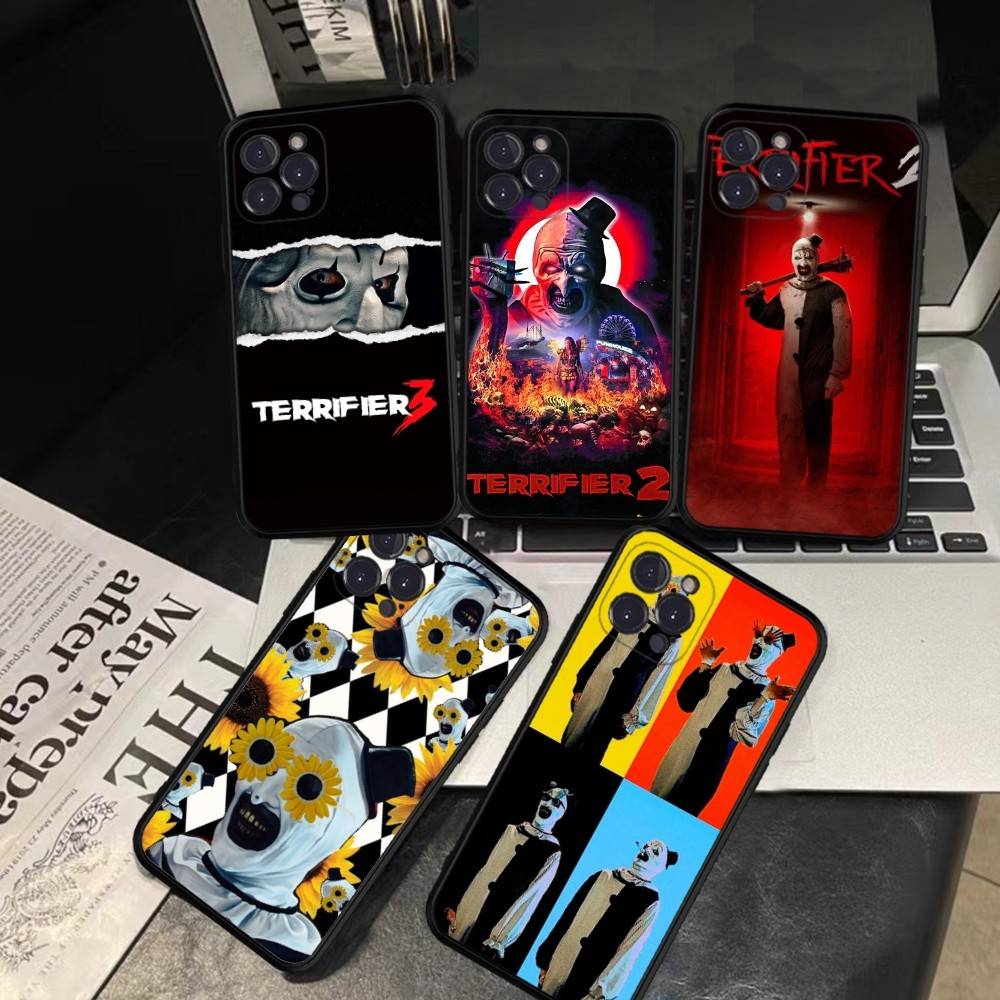 Популярный Хоррор Фильм T-Terrifier Чехол для Телефона Для IPhone 16 Pro Max 15 17 Plus 14 13 12 Mini 11 Черный Чехол