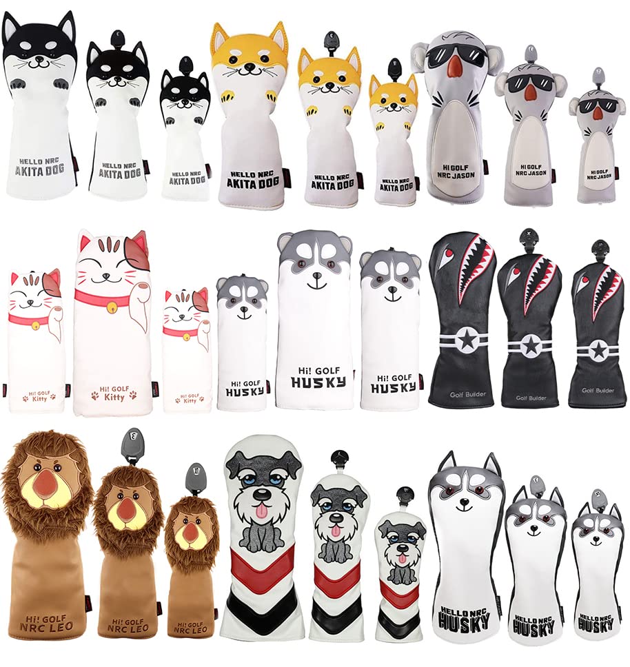 Golf Head Cover Driver 440cc 460cc Cover FW Set Waterproof Specification Conversion Tag Included Akita Inu DR/Wood 2-piece/3-piece (Husky)