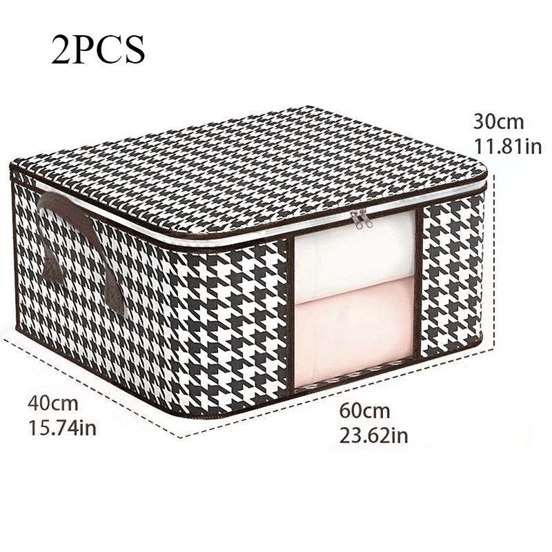 Visible Large Capacity Storage Box Portable Household Clothes Organizer with Handles Foldable Dustproof Quilt Zipper Container