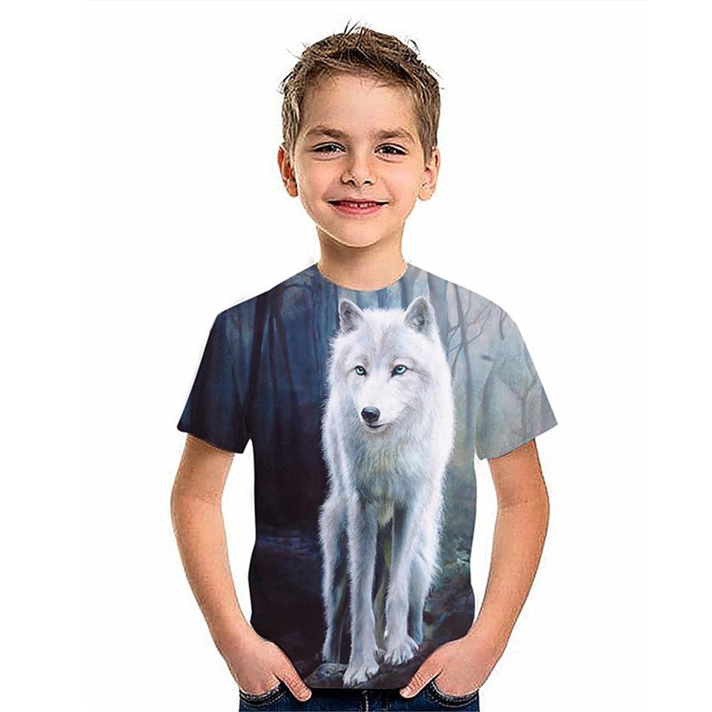 2025 Ретро Животное Волк 3D Печатная Футболка Дети Детские Футболки На День Рождения Детская Одежда Для Мальчиков Девочек Повседневные Футболки Топ Футболка Лето
