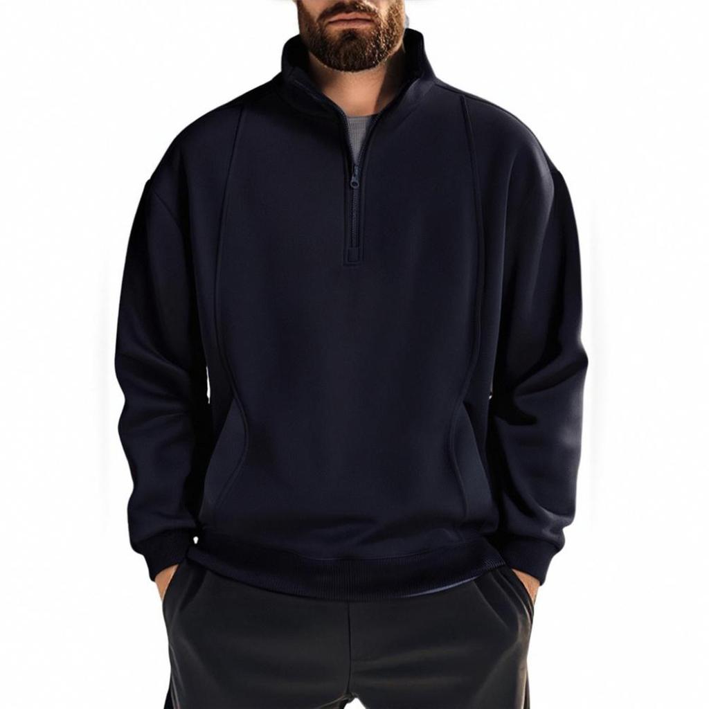 Men Casual Fashion Fall Shirt Long Sleeve Men's Trendy  Pullover Tops Collar Sweatshirt