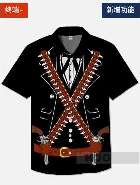 TEMU1116 European and American new fashion trend versatile men's Hawaiian shirt casual 1D printing short sleeve