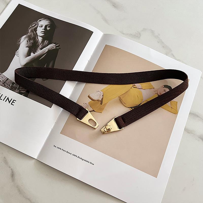 Эластичные универсальные ремни для женщин, тонкий ремень с металлической пряжкой черного цвета