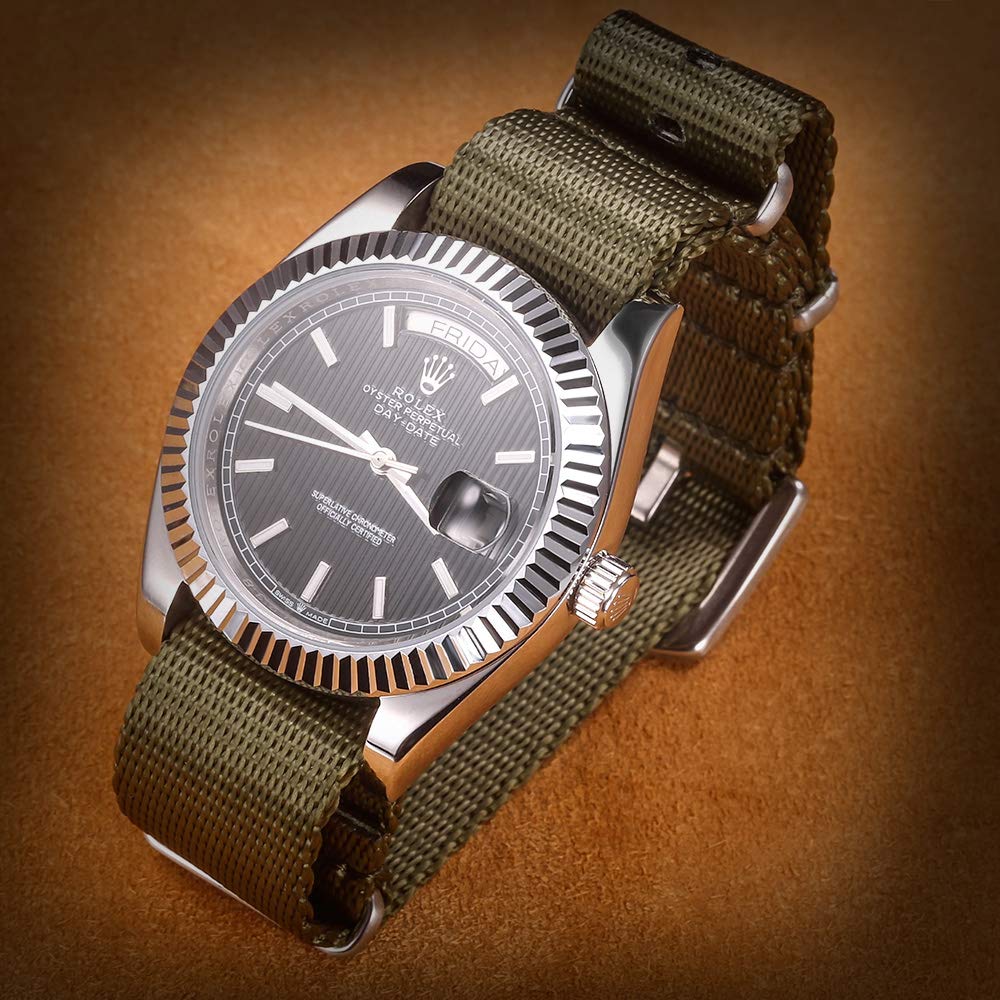 Ремешок для часов Hemsut 24 мм НАТО, Премиальный мягкий нейлоновый сменный ремешок для часов, Унисекс, Сверхпрочный военный с задней крышкой из нержавеющей стали, 4 размера: 18/20 / 22 / 24мм