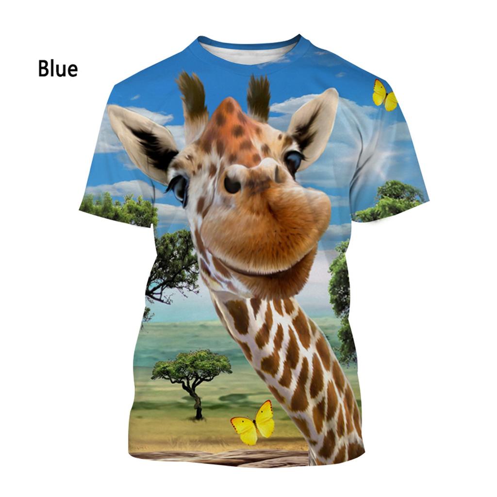 Летние забавные мужские футболки, топы с 3D принтом, футболки с изображением жирафа и животных, рубашки большого размера с круглым вырезом, мужская одежда, мужская повседневная уличная одежда, короткие