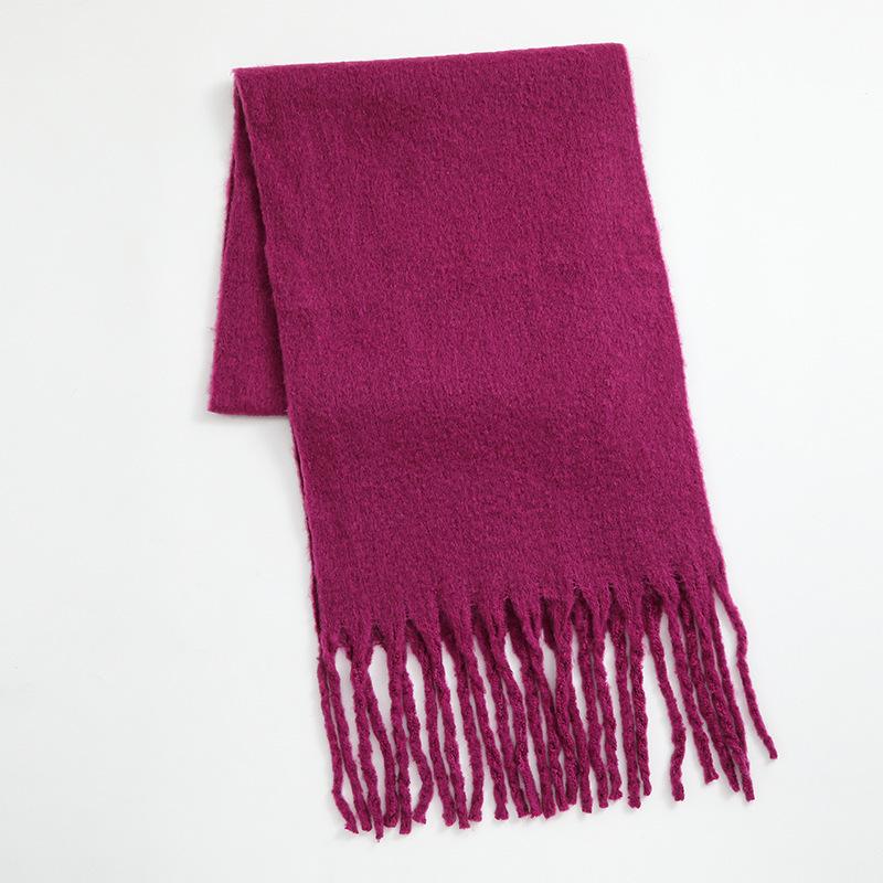 Imitation Cashmere Scarf for Women Winter Warm Thickening New Solid Color Scarf for Men Thick Tassel Woolen Scarf
