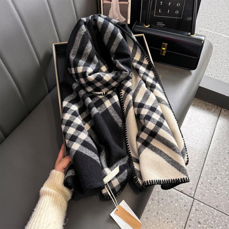 Womens Plaid Scarf Winter Warm Thick Faux Cashmere Shawl Fashion Versatile