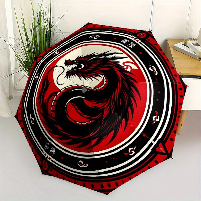 1pc Dragon YinYang Automatic Open/close Umbrella, 8-Rib sturdy structure, Portable Travel Umbrella, Parties, Everyday Use, Outdoor Accessory