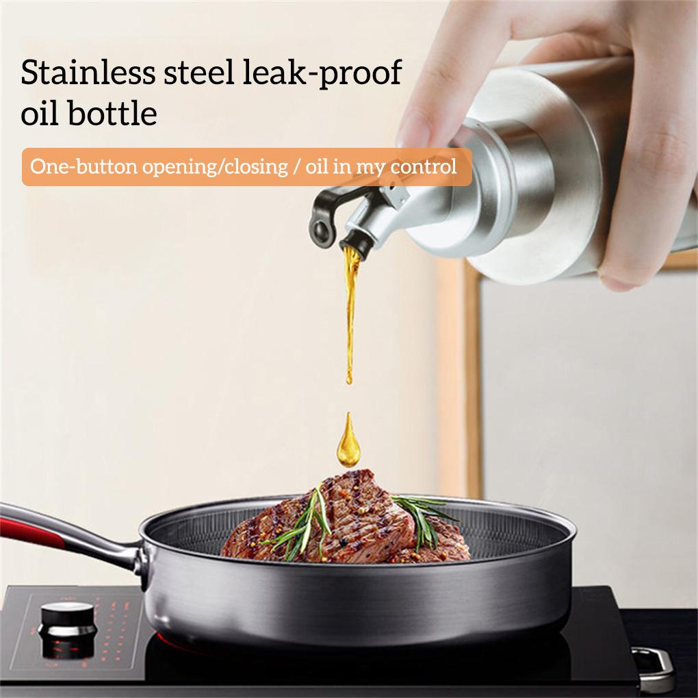 Portable Kitchen Stainless Oil Bottle Leak-proof Vinegar Sauce Holder Dispenser Visual Empty Can Gift Seasoning Baking
