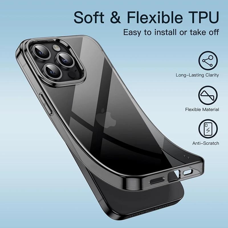 Transparent black silicone soft TPU case for For Iphone 16 15 Pro Max carcasa ultra thin case for For Iphone 14 13 12 mini 11 pro Max