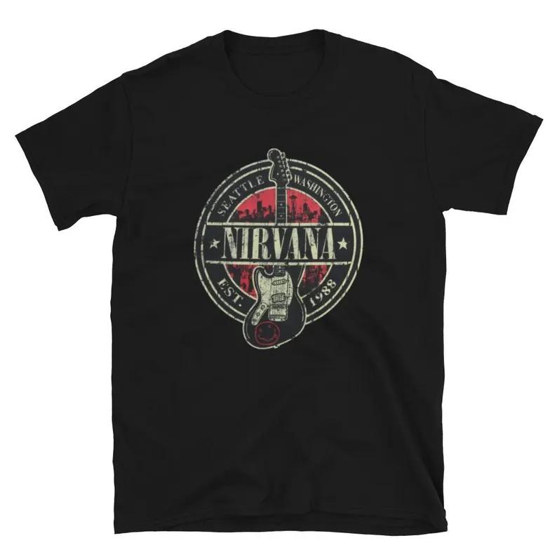 Nirvana Graphic Band Tshirt 100 Cotton 2026 Summer Unisexs And Unisexs Short Sleeve Streetwear Loose Y2k Round Neck Shirt