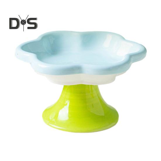 Керамические приподнятые миски для кошек с цветочным дизайном, приподнятая миска для корма и воды для кошек, маленькая миска для кормления кошек и маленьких собак