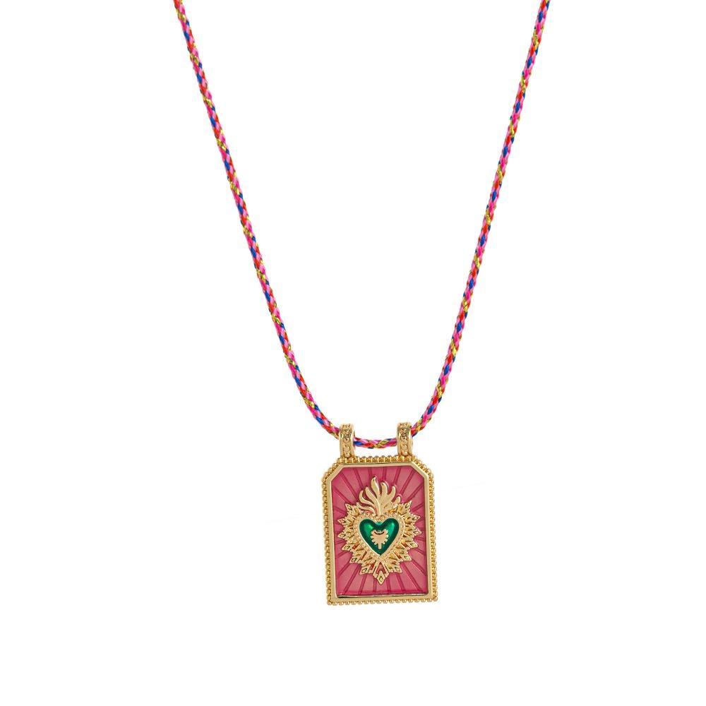 Colorful Card Heart Pendant Necklace Gothic Collarbone Chain Fashion Square Necklace Jewelry Gifts