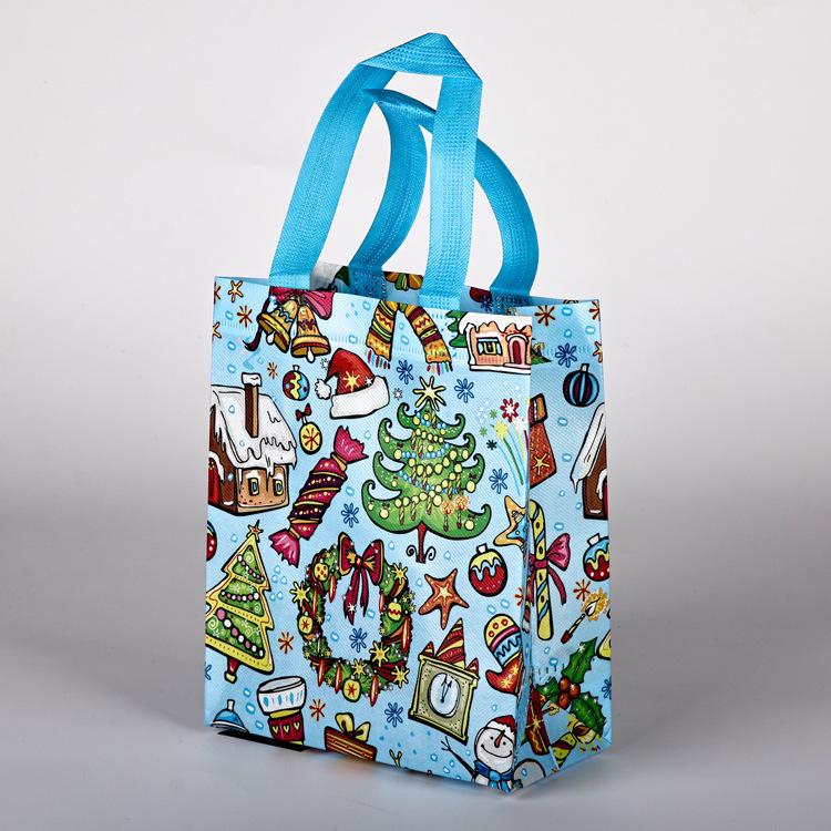 В наличии Большая мультяшная рождественская нетканая сумка-тоут 2024 - Праздничная подарочная сумка большой вместимости для покупок в канун Рождества