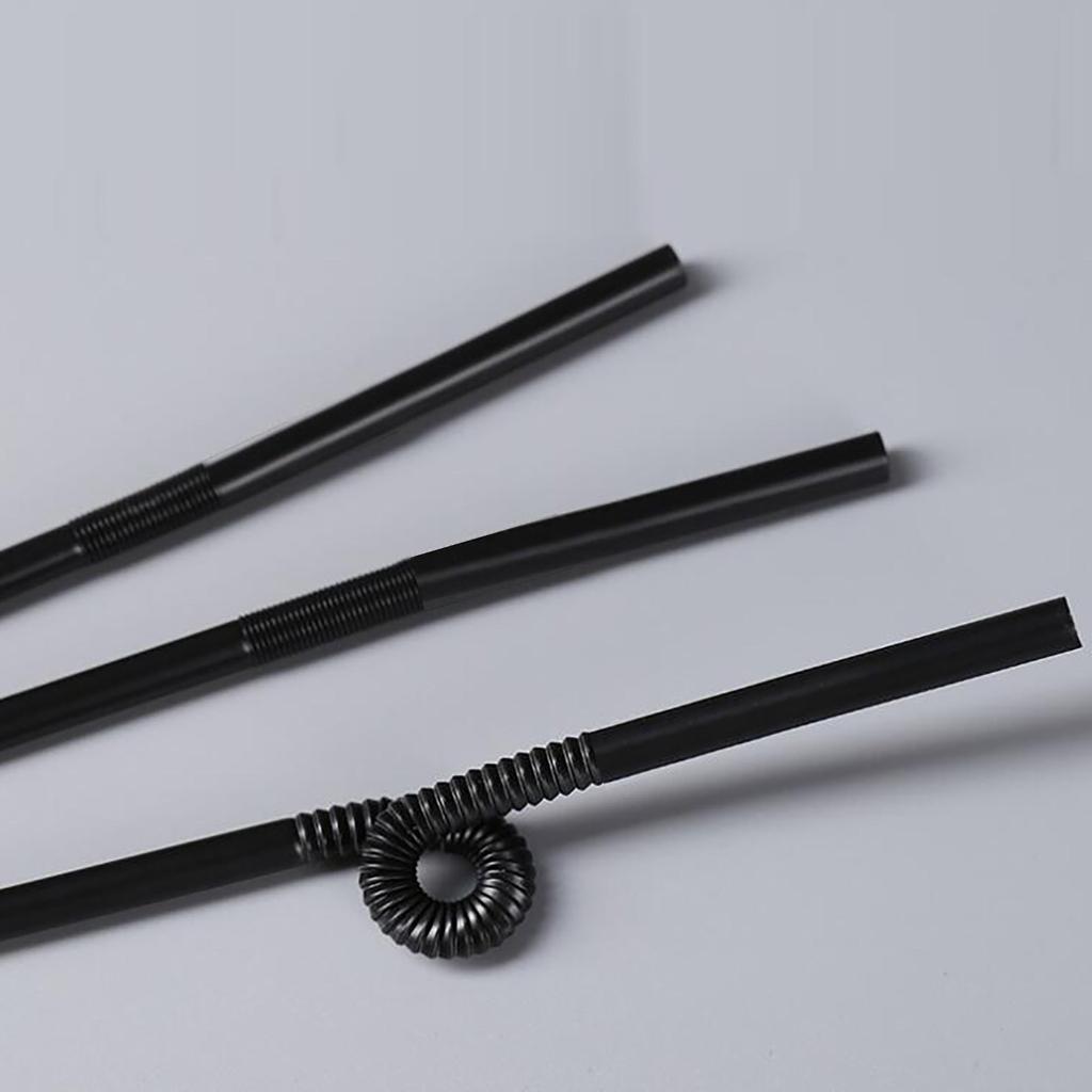 200Pcs Disposable Black Elbow Food-grade PP Material Straws Juice Drink Milk Tea Straws