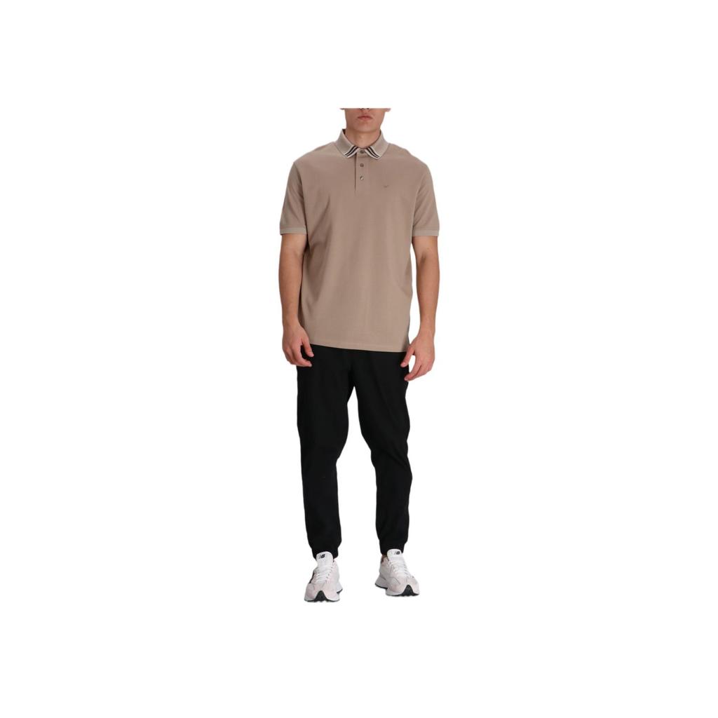 Emporio Armani Мужская футболка-поло с коротким рукавом и узором логотипа, топ, верблюжий цвет, EM000854-AF12955-U6167