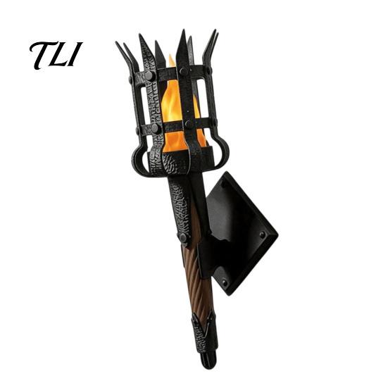 Led Fake Flame Torch Medieval Wall Lamp, LED Handheld Light, Retro Realistic Simulation Light for Halloween Party Decor, Mardi Gras Vintage Style