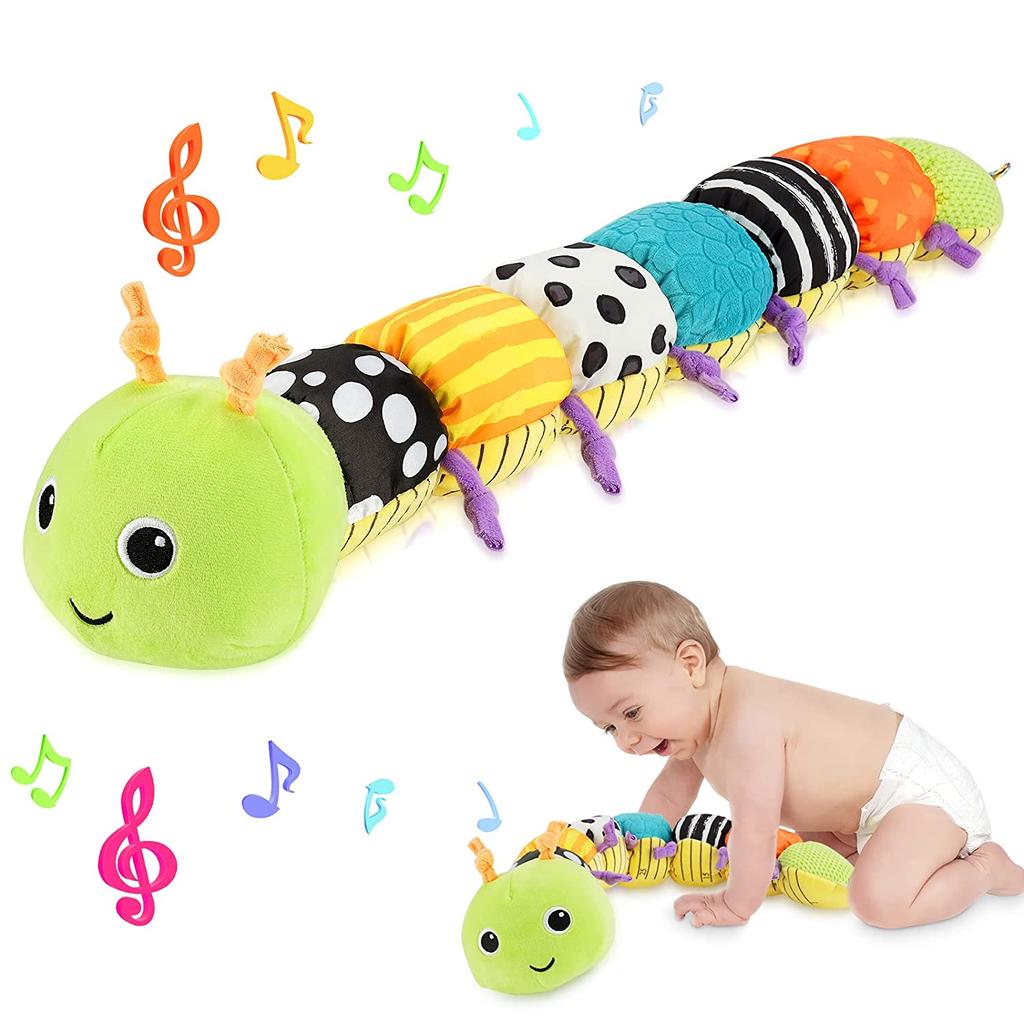 Musical Caterpillar Stuffed Animal Toys Infant Soft Plush Toy with Multi-Sensory Crinkle,Rattle & Textures for Babies 0-12 Months Newborn Children