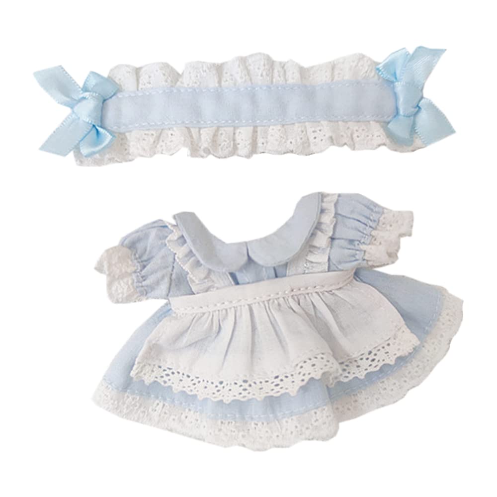 Niannyyhouse 10cm Plush Maid Dress, Cotton Doll Clothes, Dress-Up (Light Blue)