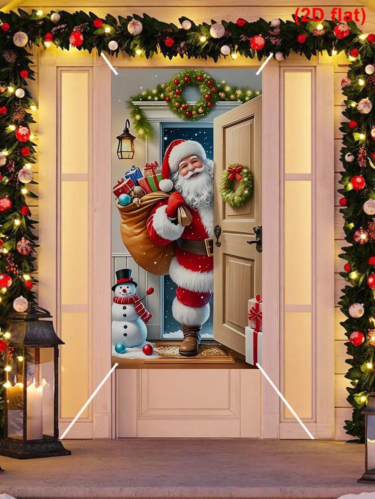 Christmas Creative Decorations Door Cover Banner Hanging Cloth
