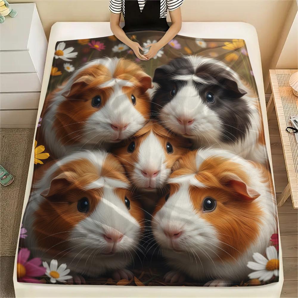 1PC Animal portraits Print Flannel Blanket, High quality Comfortable for All Seasons, Home Decor, Warmth and Comfort