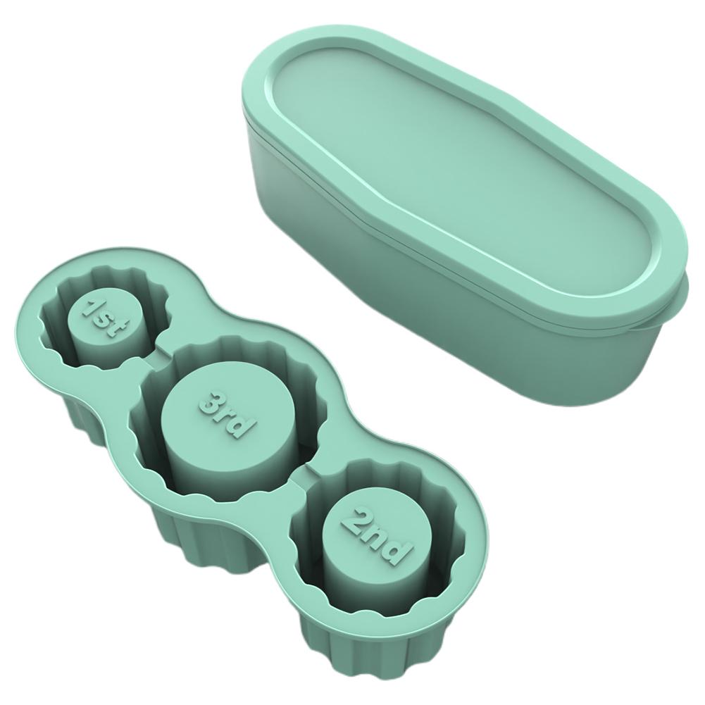 T0# Large Ice Cube Tray with Lid Silicone Cylinder Ice Mold for 30-40 Oz Cup (Gr