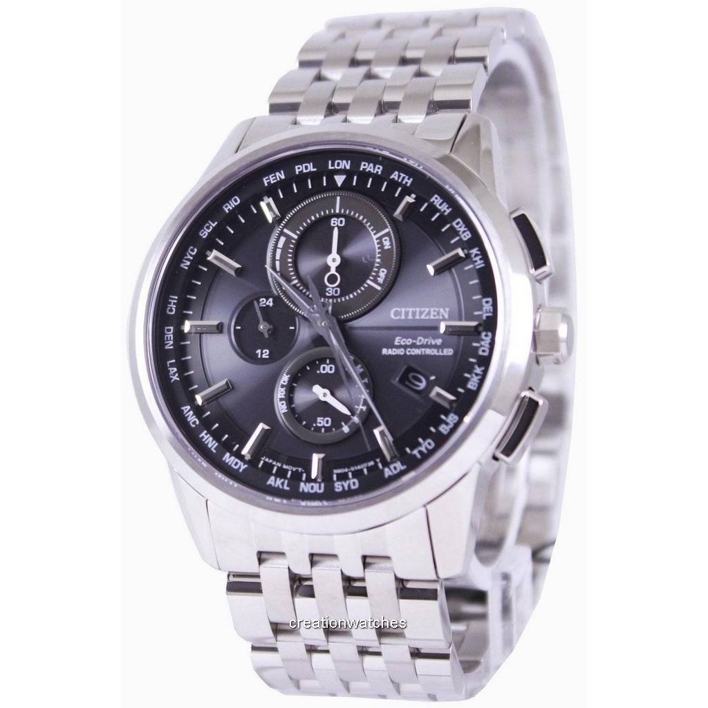 Citizen Радиоуправляемые мужские часы Eco-Drive с мировым временем AT8110-61E