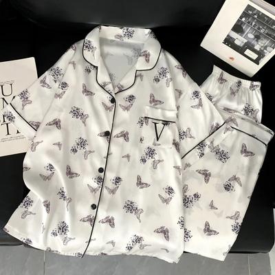 Китайский стиль Искусство Бабочка и Цветок Женская Пижама Элегантная Эстетика Повседневная Домашняя Одежда Для Сна Осенняя Одежда Для Дома