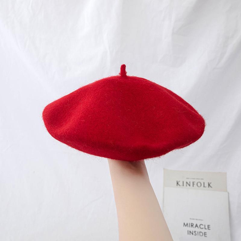 Women's Cross-Border Wool Beret: Autumn/Winter Korean-Style, British Retro Octagonal Painter Hat for Large Head Circumference
