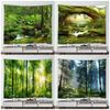 Rural Nature Landscape Wall Hanging Home Landscape Tapestry Picnic Mat Mural Blanket Green Forest Tapestry Foggy Tree Waterfall