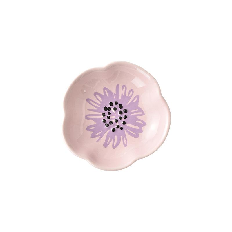 Cute Flower Shaped Sauce Ceramic Dishes Seasoning Serving Dish Spice Snack Plates Fruit Sushi Bowl Kitchen Tableware Accessories