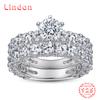 Lindon Classic 925 Sterling Silver Zircon Ring Ladies Jewelry Wedding Promise Party Gift