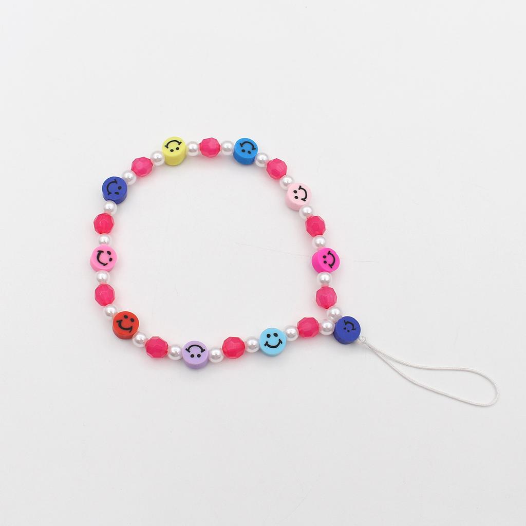 Симпатичная короткая подвеска для мобильного телефона в виде смайлика в виде звезды из мягкой глины разных цветов, бисер, ювелирное изделие.