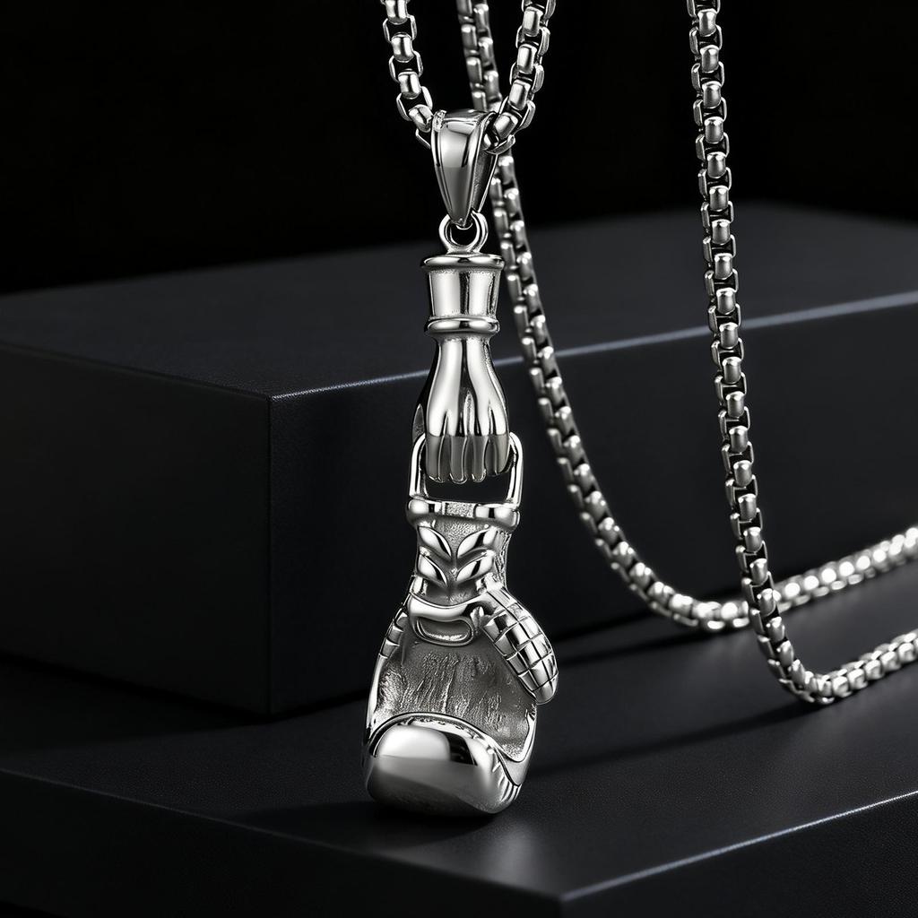 Retro Hip Hop Boxing Gloves Pendant Fashion Stainless Steel Necklace for Men Fitness Sports Punk Jewelry Accessories Gifts
