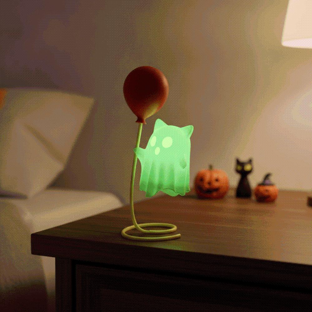 Spiral Base Halloween Ghost Figure Resin Material Miniature Balloon Ornament Nightstand Companion