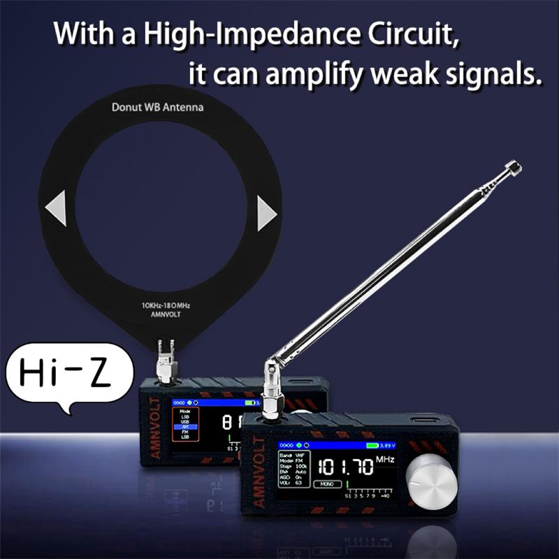 Новое обновление SI4732 0,5-108 МГц Мини карманное радио 1,9-дюймовый IPS экран КВ СВ ДВ УКВ радио с антенной Всеволновый радиоприемник