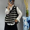 Контрастный цветной полосатый вязаный свитер женский большой размер весна новый модный универсальный и тонкий свободный жилет прилив