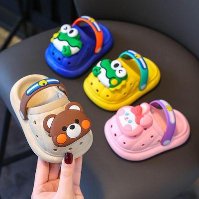 Летние детские домашние тапочки с рисунком из мультфильмов, нескользящие, мягкие