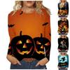 Ayollar uchun kundalik moda Halloween bosmali uzun qisma pulover futbolka top