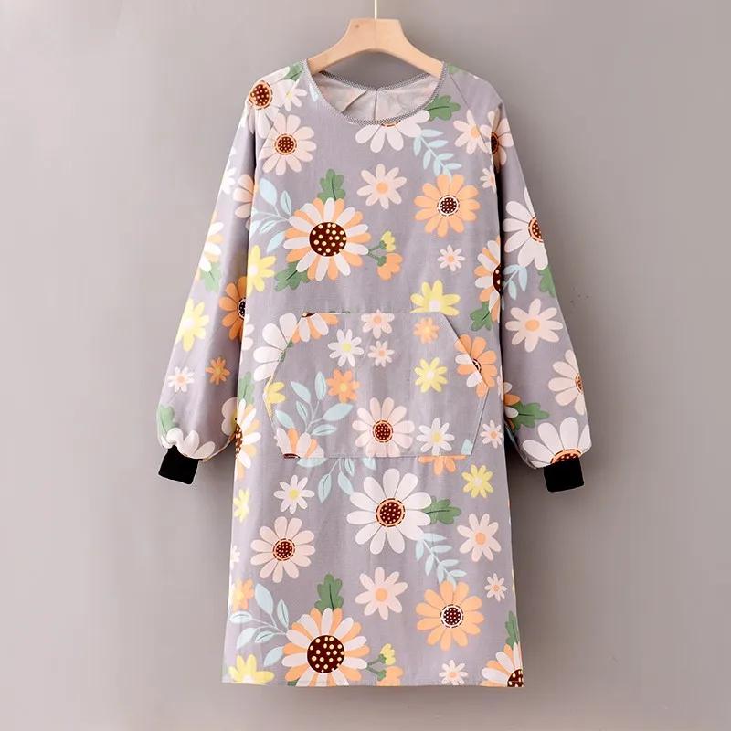 Фартук из масляной ткани, модный холщовый кухонный фартук для дома с длинным рукавом, прочная женская верхняя одежда, рабочая одежда