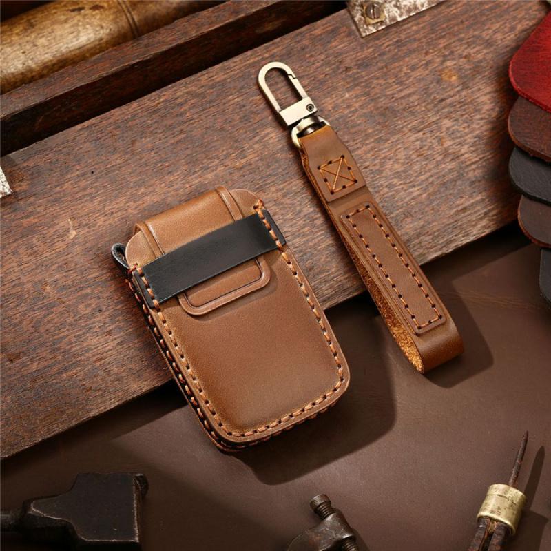 Genuine Leather Car Key Case With Keychain And Chain For Land Rover